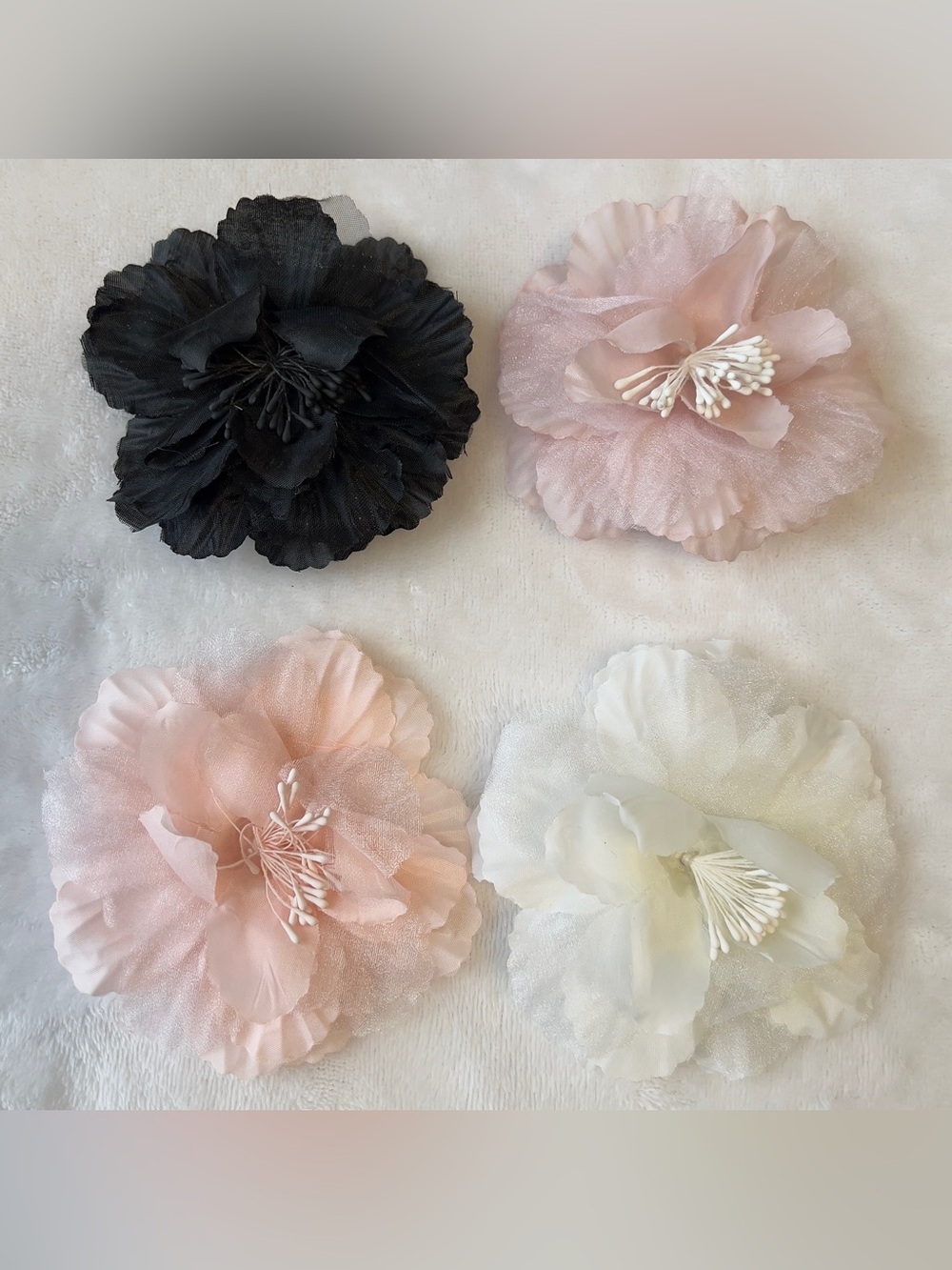Beautiful Fabric Flower Hair Accessories – Clip & Elastic Combo- Multiple Colors